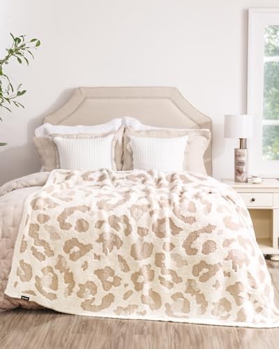 Leopard Print Blanket, Super Soft Throw Blanket Throw(50"x60") Leopard-beige
