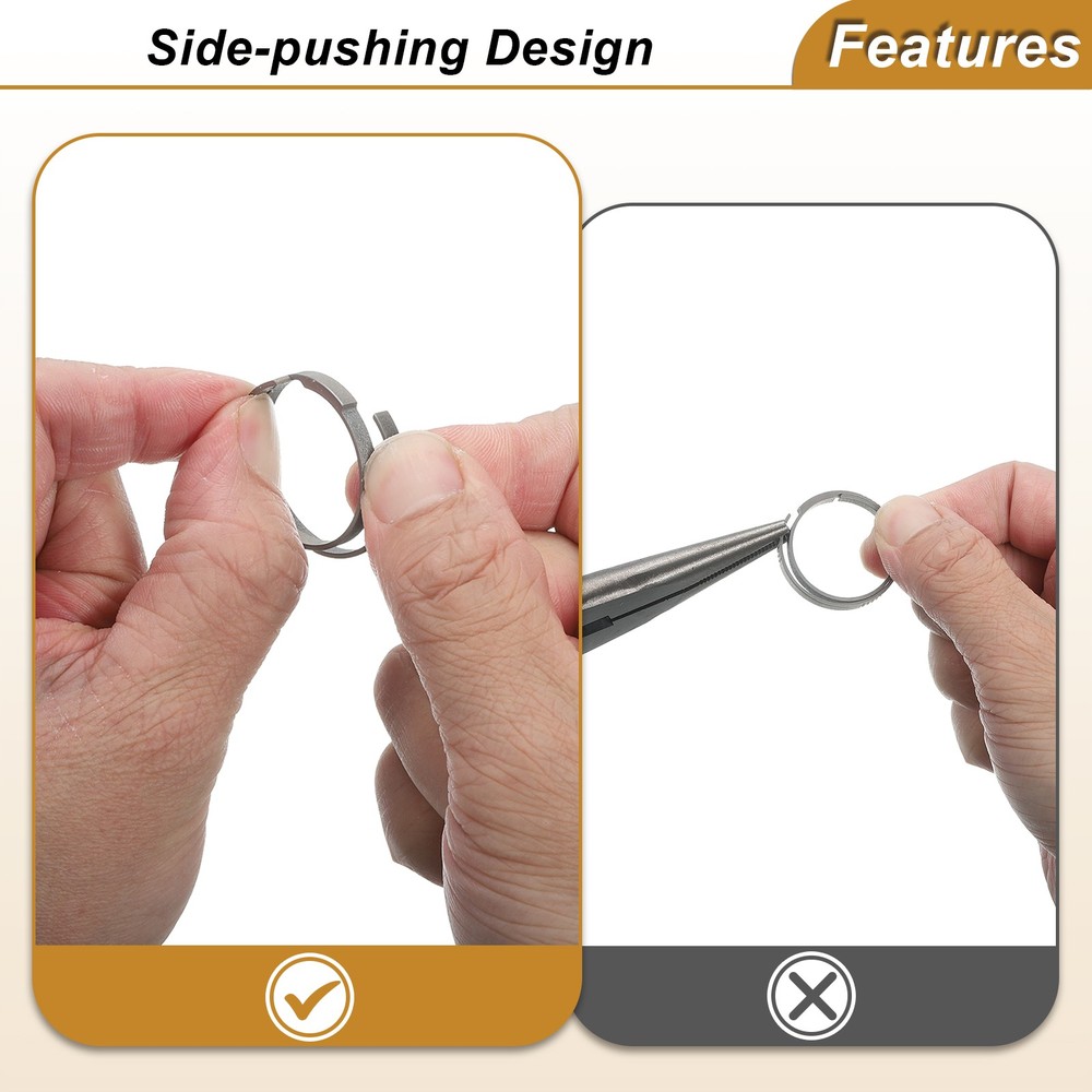 Titanium Keychain Rings, 2 Pcs 0.75-inch Split Side Pushing Key Rings, Silver