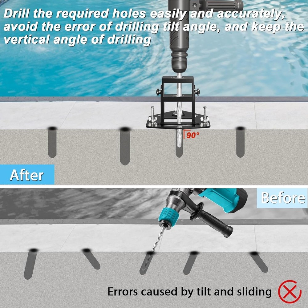 Adjustable Pool Fence Drill Guide, Portable Drill Guide, Anchor Hole Size 5/8"