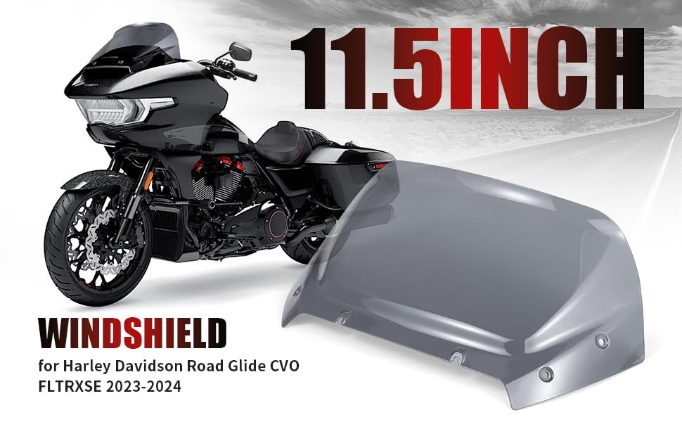 11.5" Wave Windshield Windscreen Wind Splitter Compatible for Harley Dark Smoke