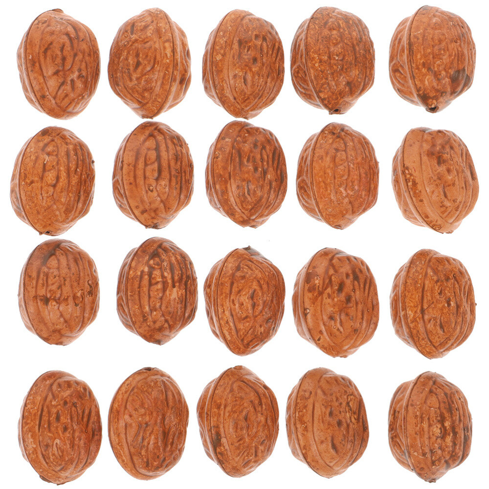 50PCS Artificial Walnut Models Fake Walnut Prop Simulation Nut Models Home Decor