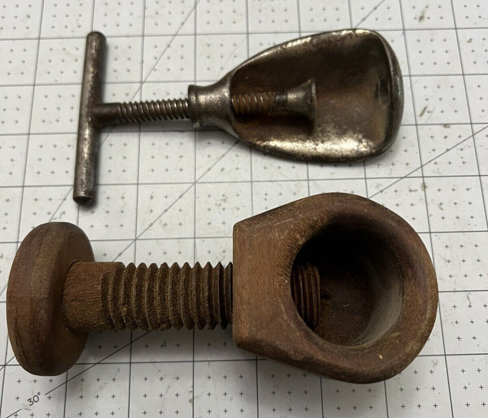 TWO Vintage Nutcracker Solid Wood Hand Crank AND METAL HAND CRANK AS SHOWN
