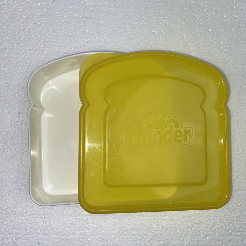 Sandwich Container Wonder Bread White Plastic Dots Yellow Lid