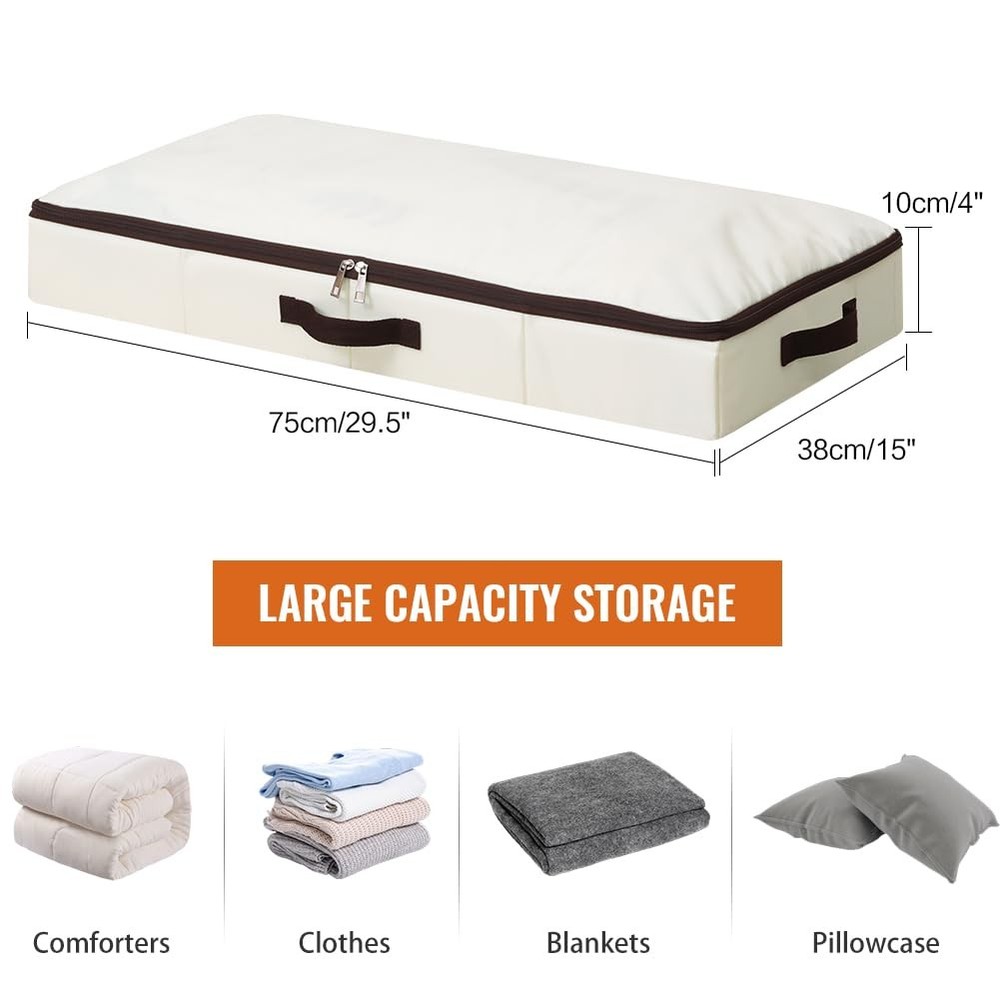 3 Pack 4inch Underbed Storage Bins, Under Bed Storage Containers with Zippers...