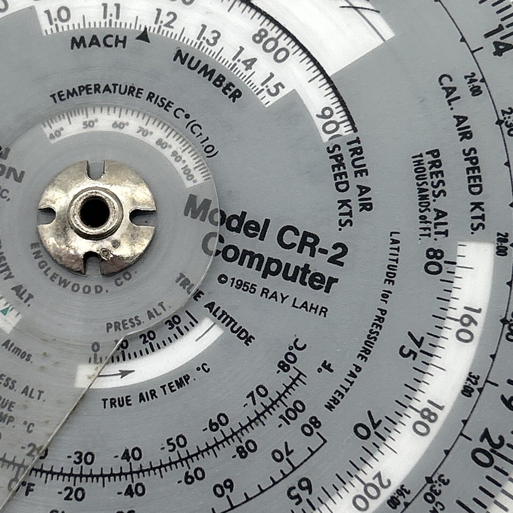 Jeppesen Flight Computer Model CR-2 Circular & Case 1955 Aviation Calculator