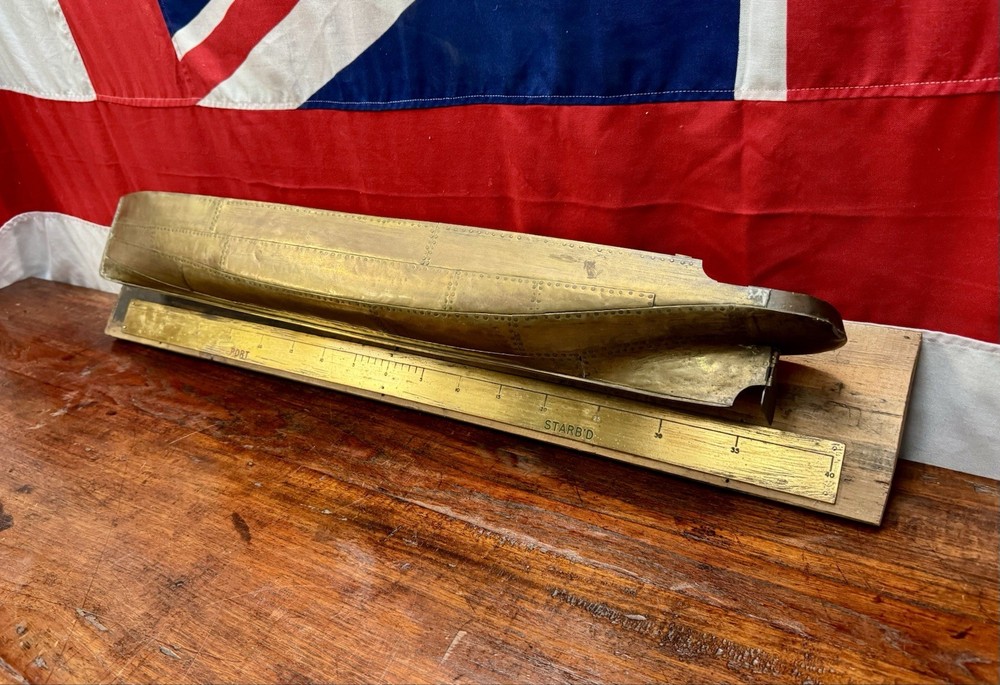 Superb Solid Brass Riveted Ship Builders Wall Mounted Half Hull.c. 1900-30’s