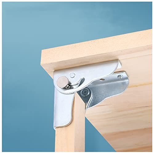 90°Self-Locking Hinge Leg Accessories，Table Leg Hinges Folding Silver-2 pcs