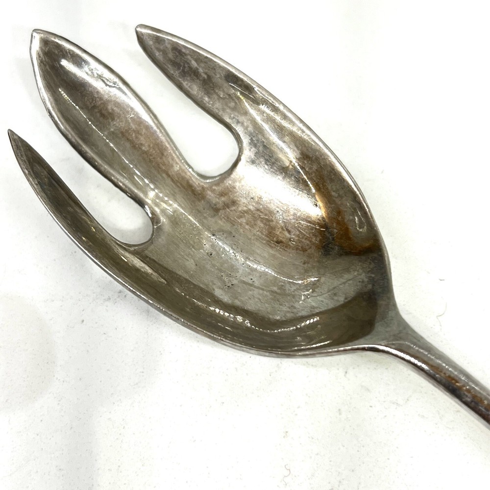Decorative Serving Spoon & Fork Silver Plated w/ Wire Wrapped Stone Vintage