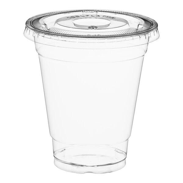 12 oz - 100 Sets  Clear PET Plastic Cups With Flat Lids