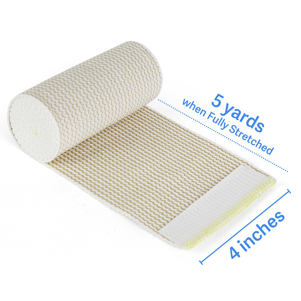 Cotton Elastic Bandage 4''x15ft Hook and Loop Closure Compression Wrap,12 Rolls