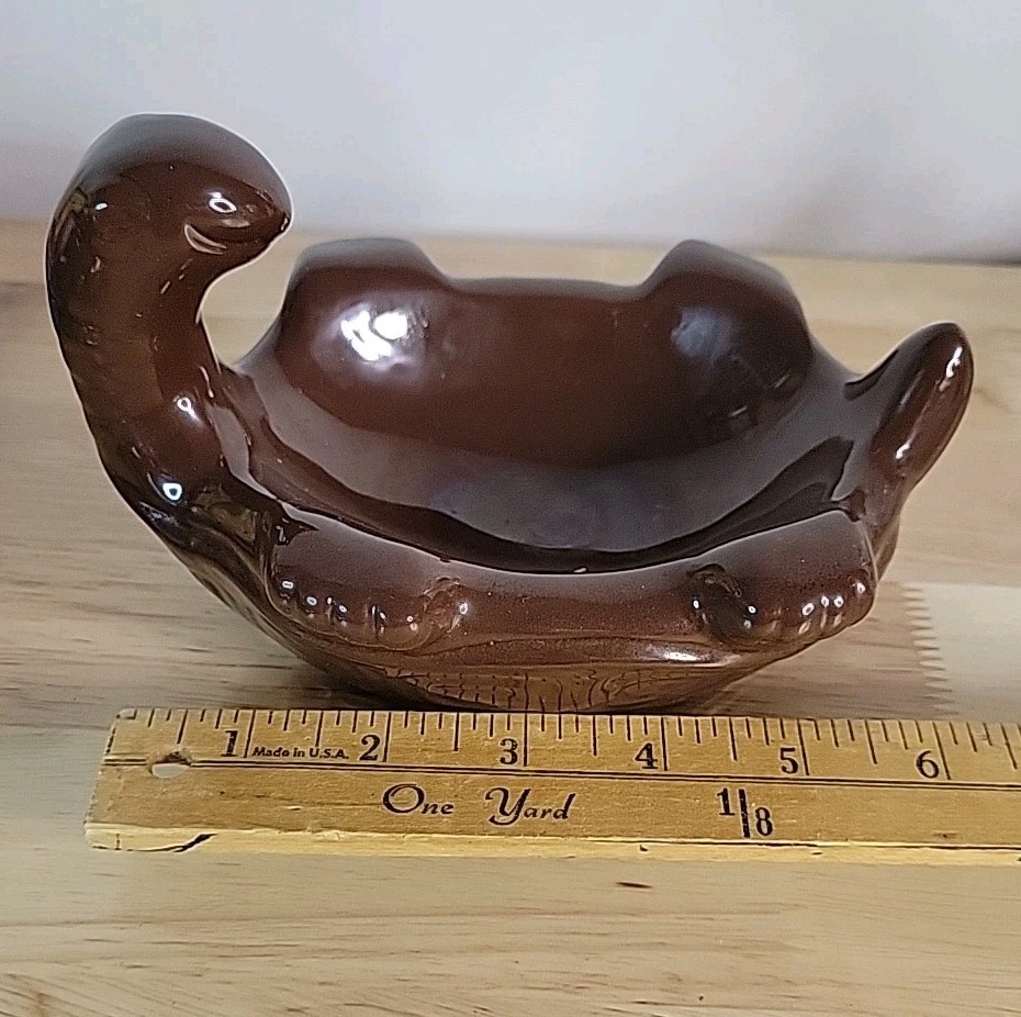 Turtle Pottery Bowl Trinket Dish Brown Soap Dish