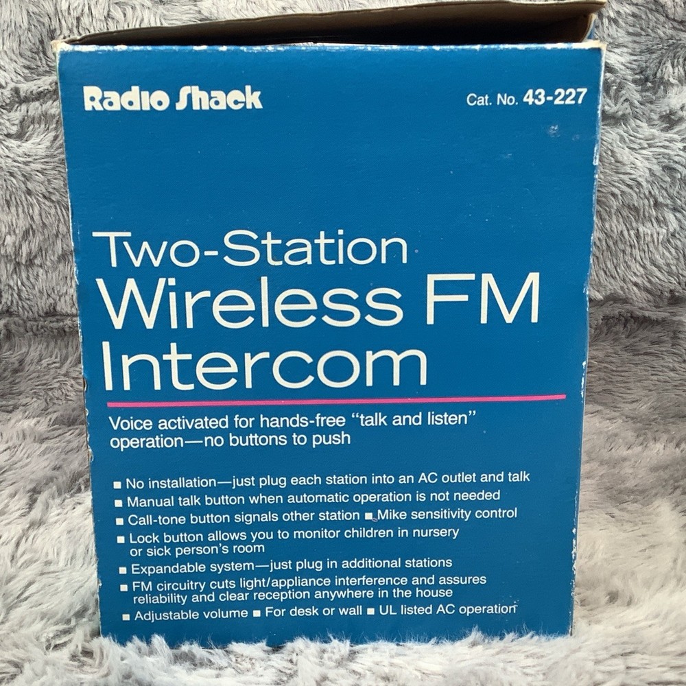 Radio Shack (43-227) FM Wireless Intercom Two Stations