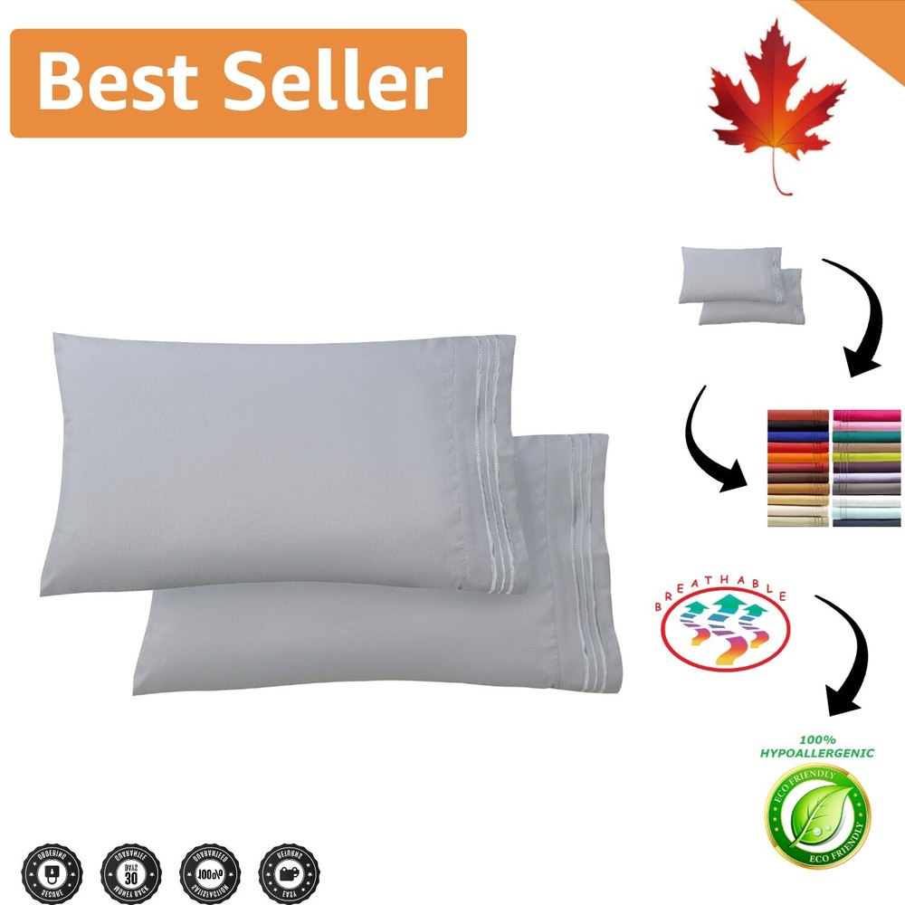 Luxury 2-Piece Pillowcase Set - 1500 Thread Count - Microfiber - Silver Blue