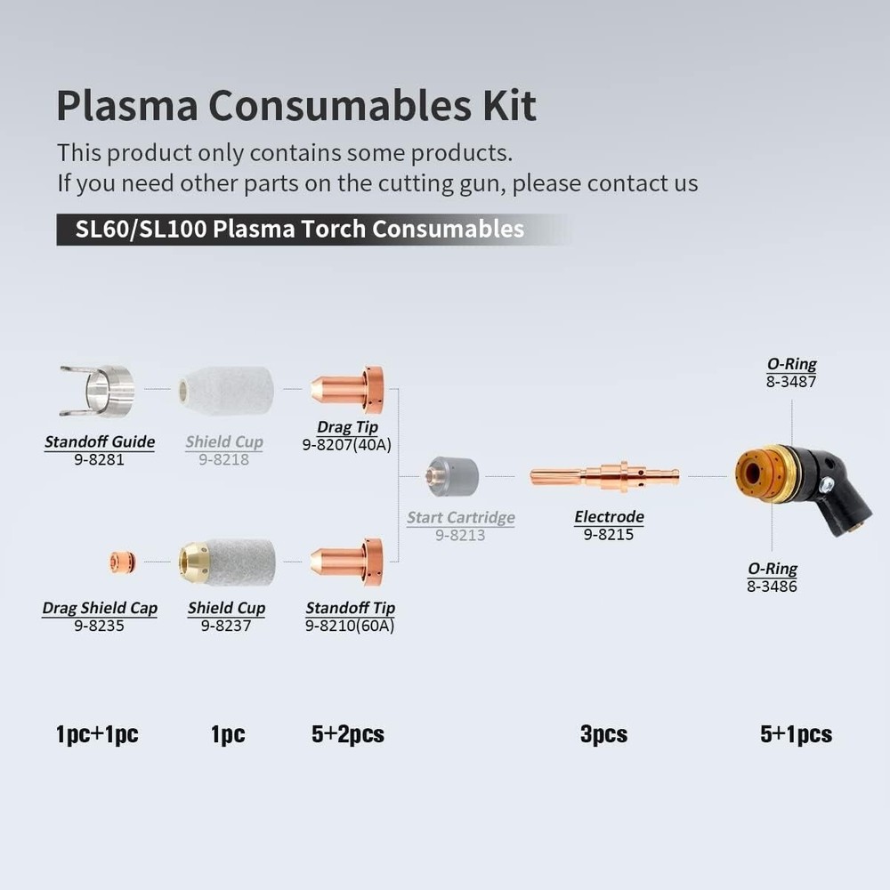 19pc Plasma Electrode Tip for Thermal Dynamics SL60 Torch Cutmaster 52 82 Cutter