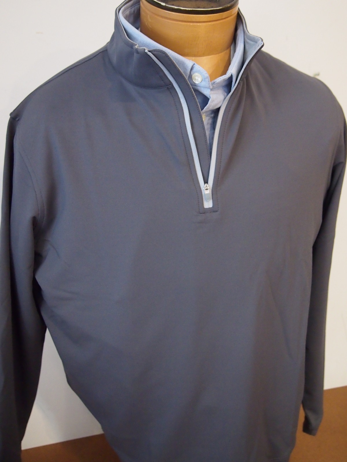 Peter Millar Quarter Zip French Terry Iron Grey Pullover Sweater NWT Large $140