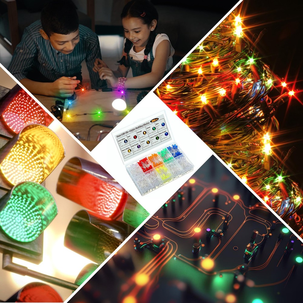 500 Pcs 5mm LED Lights Kit 10 Colors Assorted DIY Project