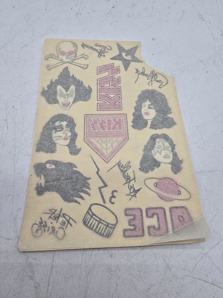 Original Vintage 1977 KISS Tattoo Sheet Rock Steady Production
