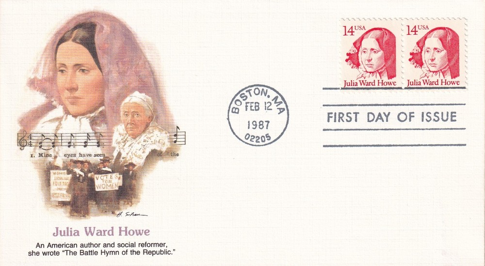 STAMP US SCOTT 2176 "Julia W. Howe" 14 CENT 1987 PAIR FDC - C
