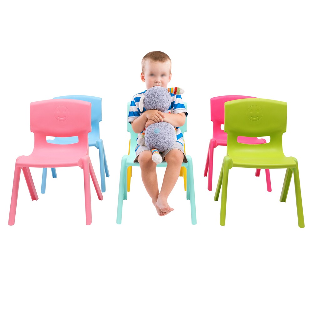 6 Pack Plastic Colorful Stackable School Chair for Kindergarten Home 11'' Height