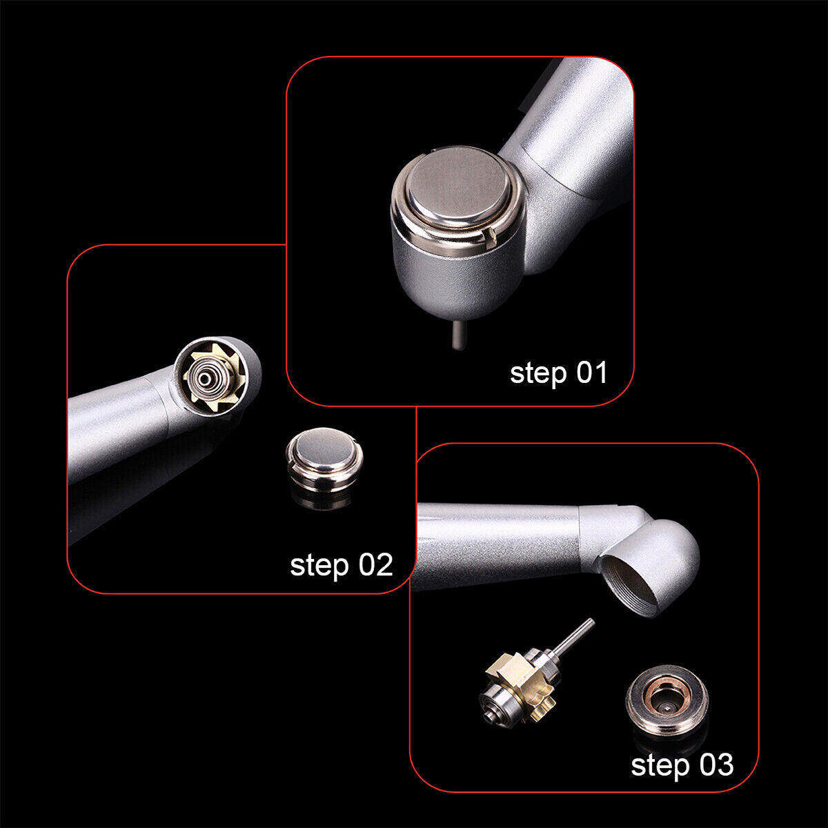 NSK Style Dental LED 45° Degree Surgical High Speed Handpiece Push Button 4 Hole