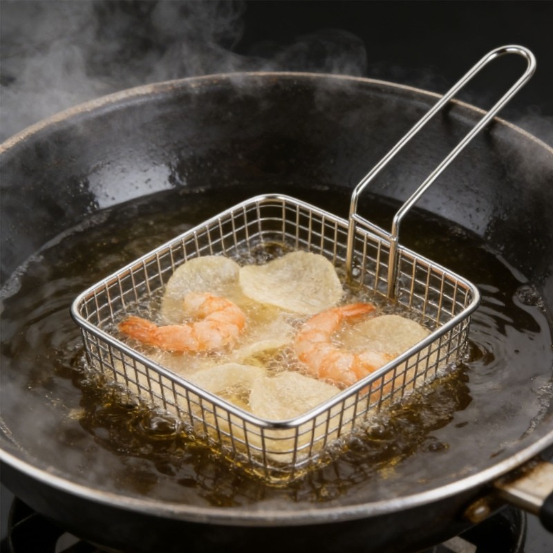 Multiple Functional Square Fry Basket Rustless Substance For Various Cooking