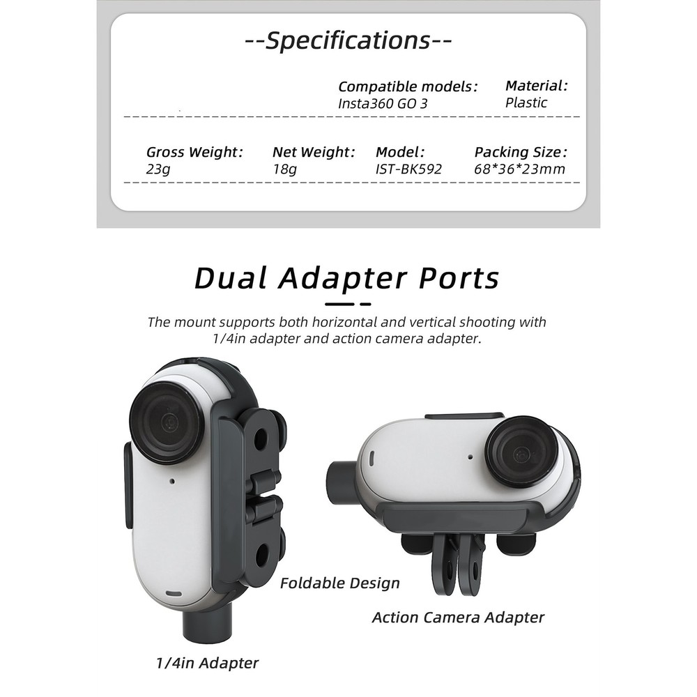 Protective Cage Extension Mount Adapter Replacement For Insta360 Go 3 Camera