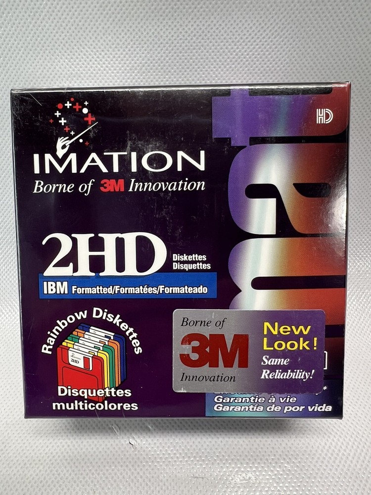 Imation 3.5" 2HD IBM Formatted Rainbow Color Diskettes 10 Pack