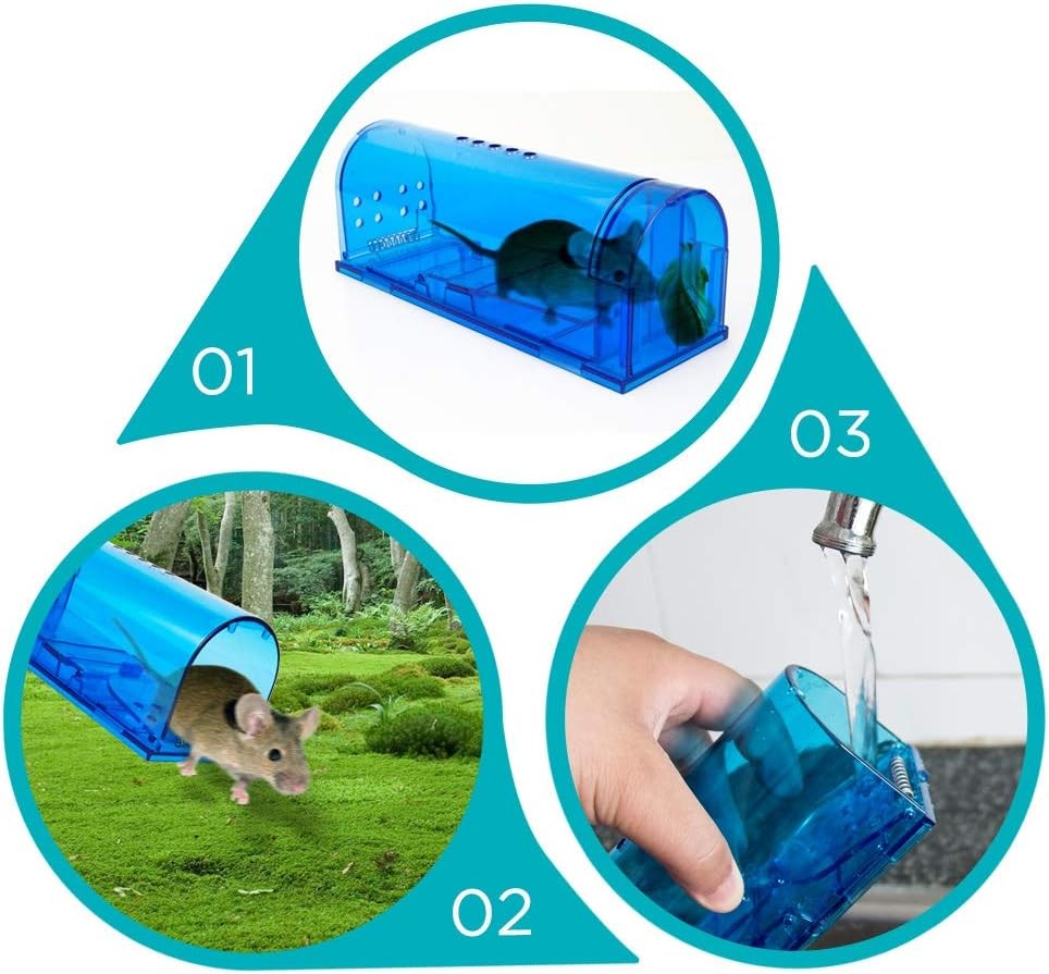Blinc [2-Pack] Humane Mouse Trap - Catch and Release No-Kill Mouse Catcher for K