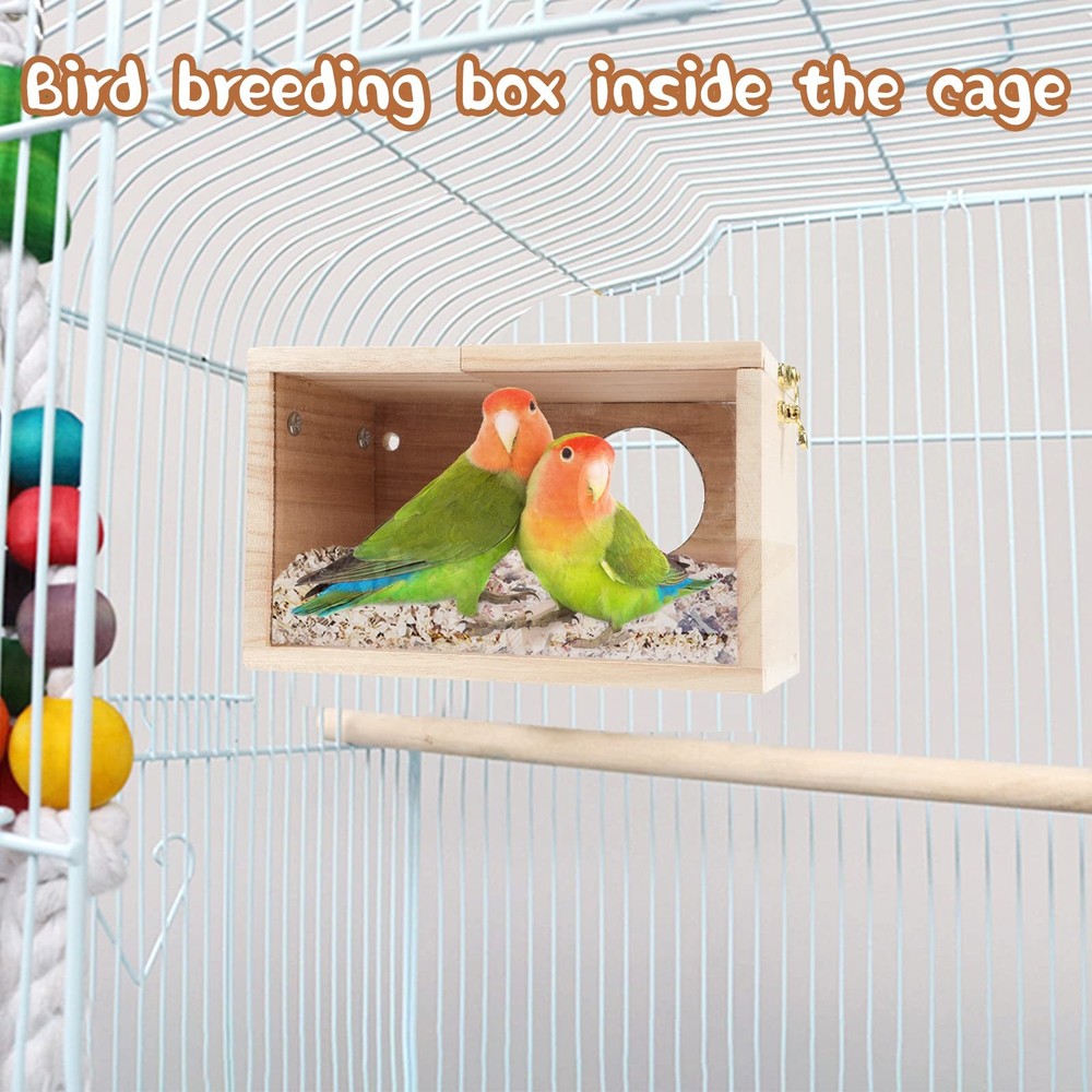 GINDOOR Parakeet Nesting Box Transparent Bird M, Horizontal Breeding