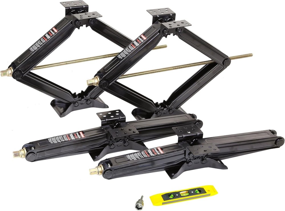 Camper Trailer Stabilizer Leveling Scissor Jacks w/Socket & Level 24" 5000lbs