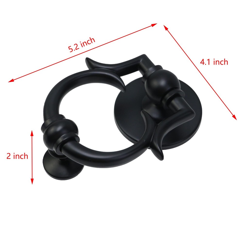 Black Door Knocker With Strike Plate Front Gate Hardware Home Security Decor