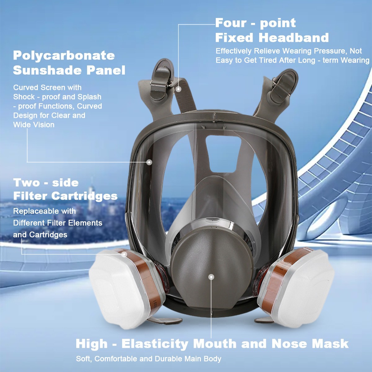 Full Face Gas Mask Painting Spraying Respirator w/Filters for 6800 Facepiece US