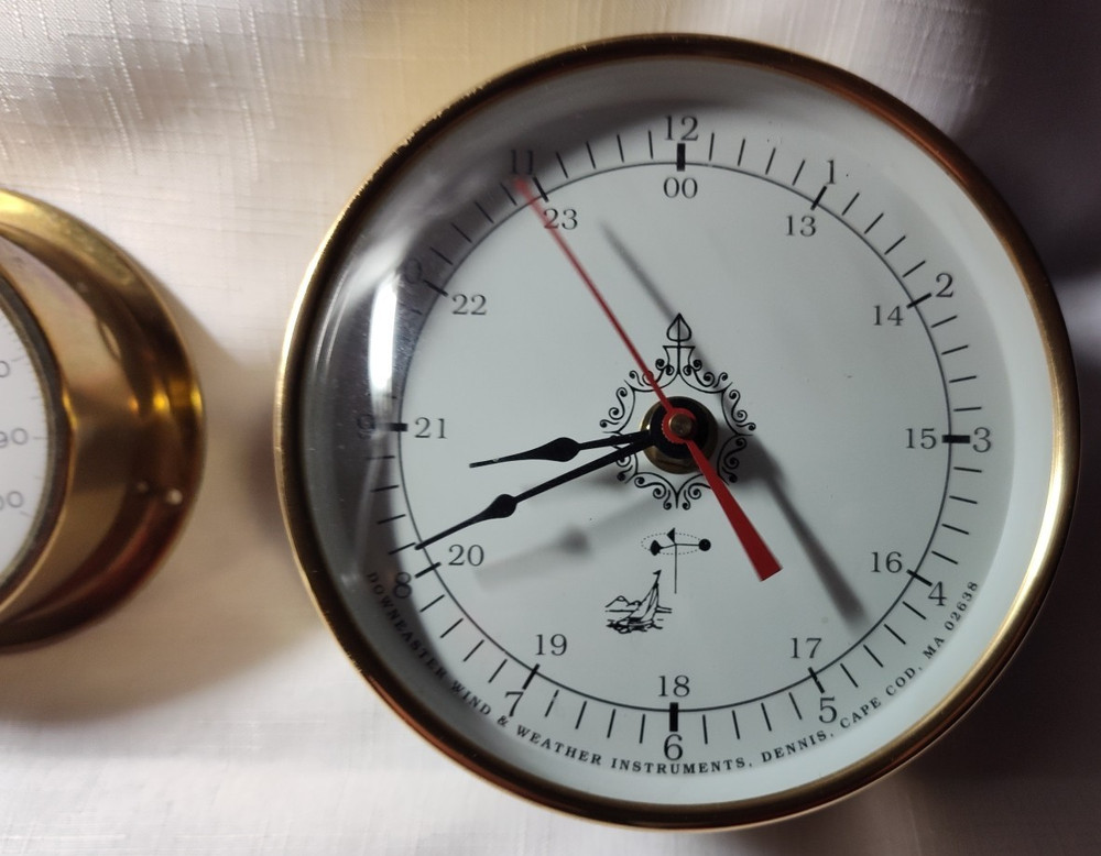 Downeaster Instruments Brass Solid Clock + Don Kent Wind Speed Guide