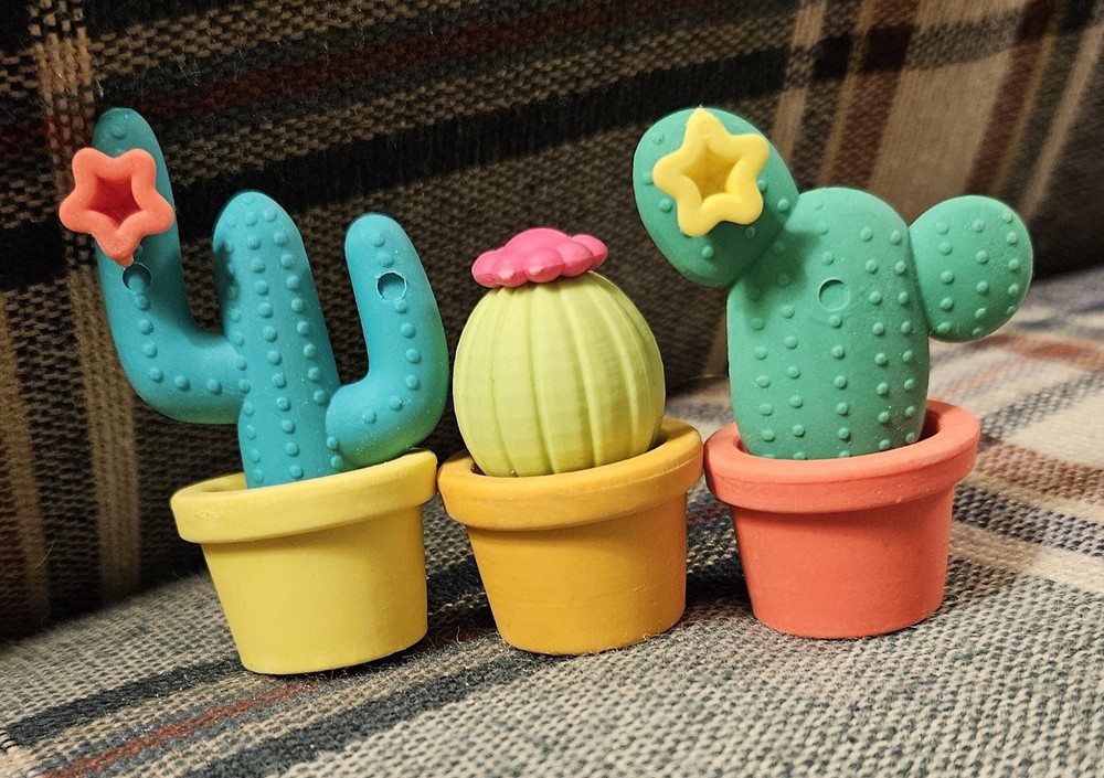 NEW 3 Prickly Pals Cactus Erasers