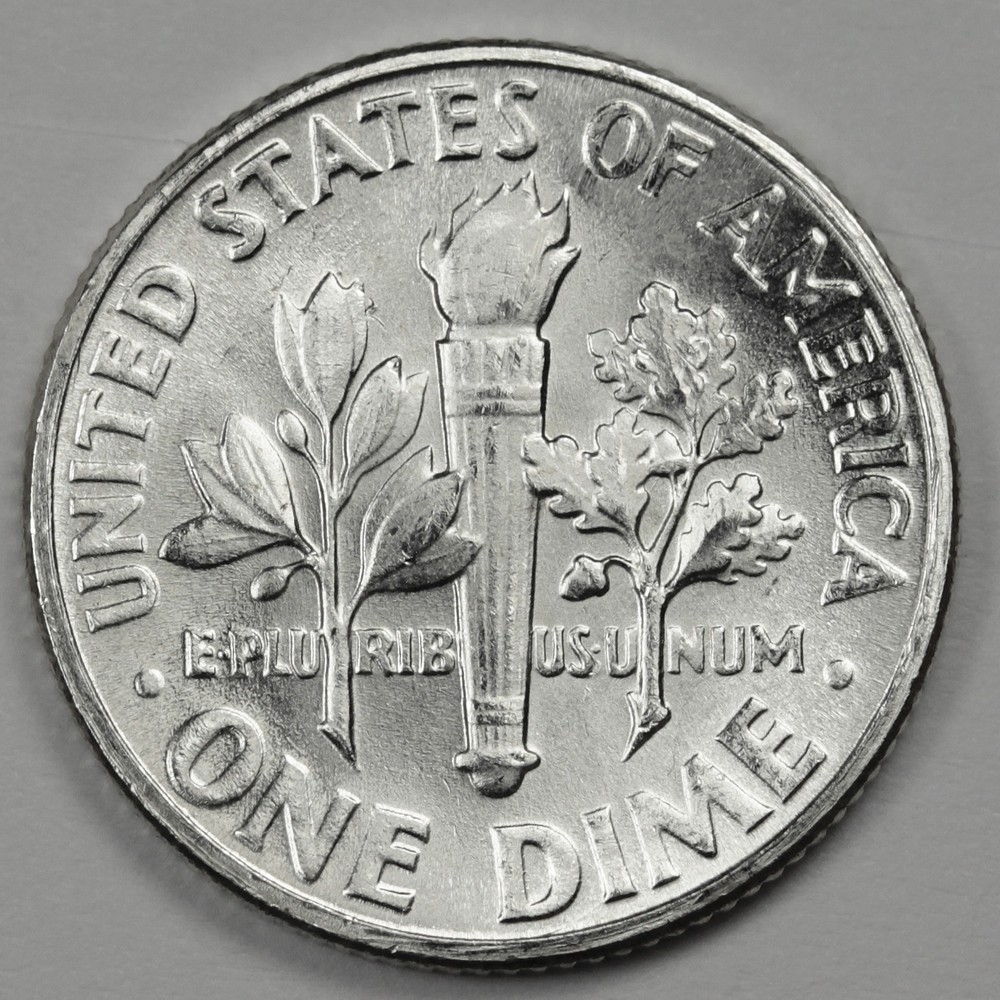 1950-p Roosevelt Dime. Fully Separated Horizontal Torch Lines. BU. (INV. B)