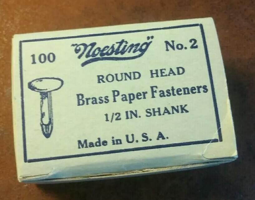 Vintage Noesting Brass Paper Fasteners Number 2