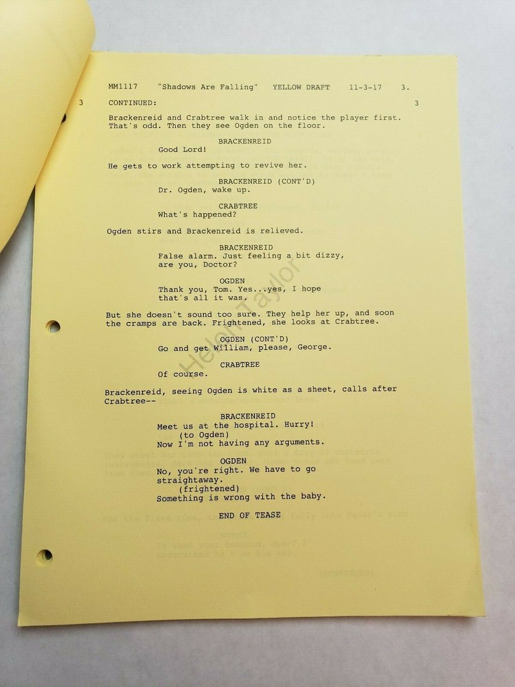 MURDOCH MYSTERIES / Mary Pedersen 2017 Script, HELENE JOY "Shadows Are Falling"