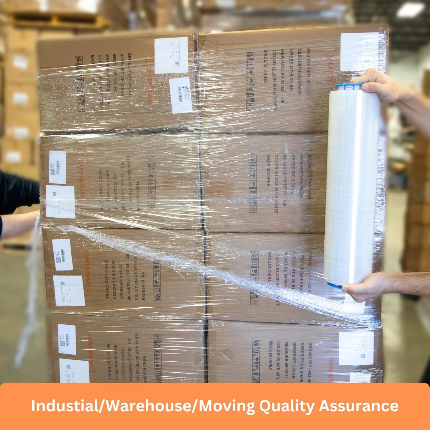 18" x 1100 FT 60 Gauge 4 Rolls Pallet Wrap Stretch Film Hand Shrink Wrap Clear