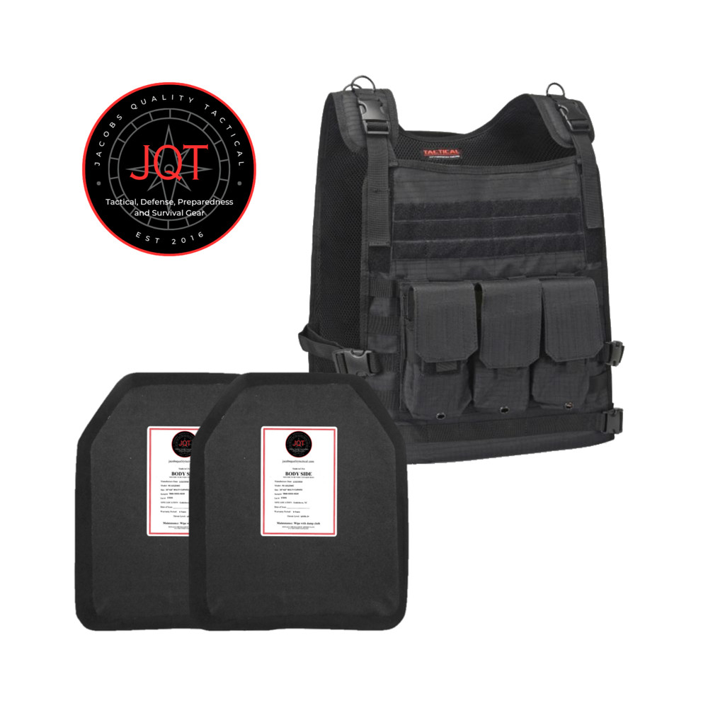 JQT Wildcat Level 3+ Polyethene Body Armor Plate Carrier Bundle UHMWPE Plates