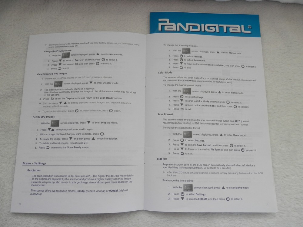 Pandigital PANSCN10 User Guide ONLY - Manual Instructions Quick Start Guide