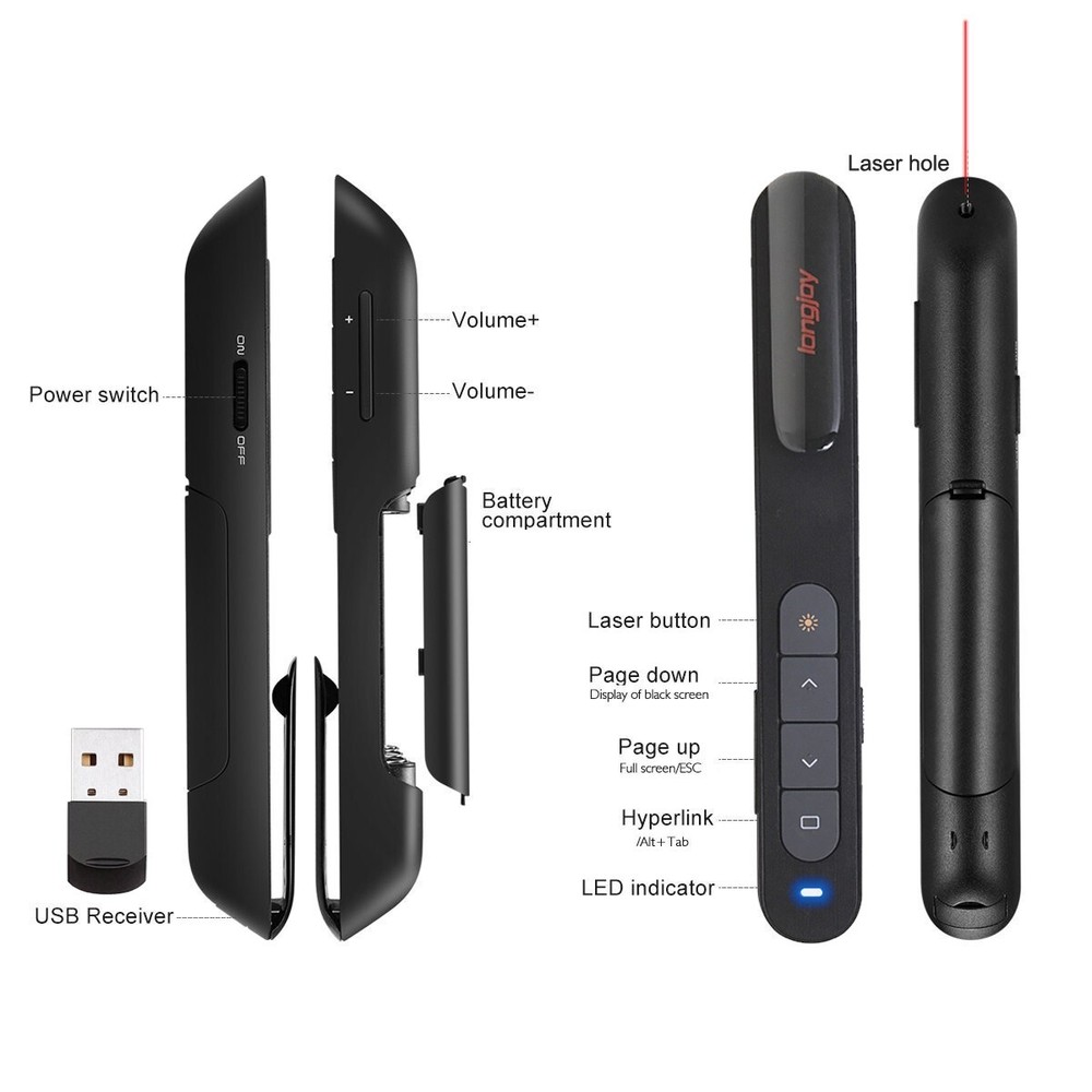 Longjoy Slim Wireless Laser Presenter ( with clip)