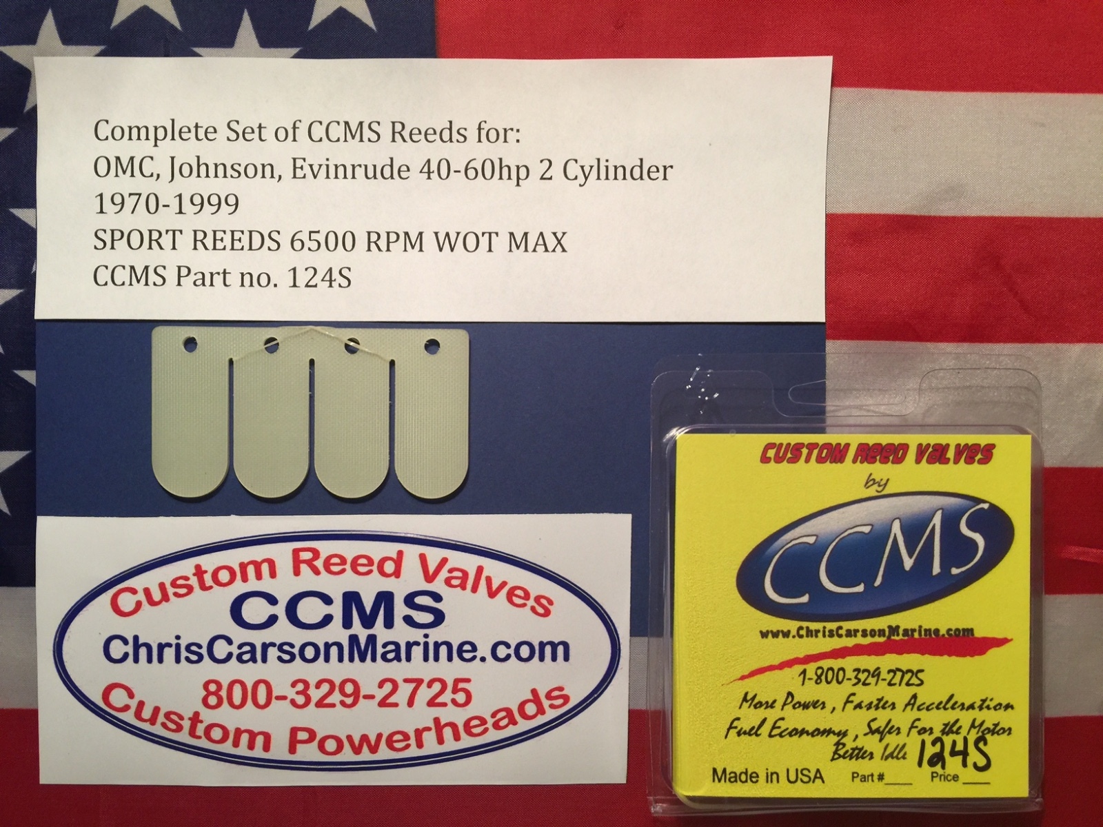 CCMS OMC, Johnson, Evinrude, Sport Reed Valves 40-60hp 2 Cyl. 1970-1999 PN124S