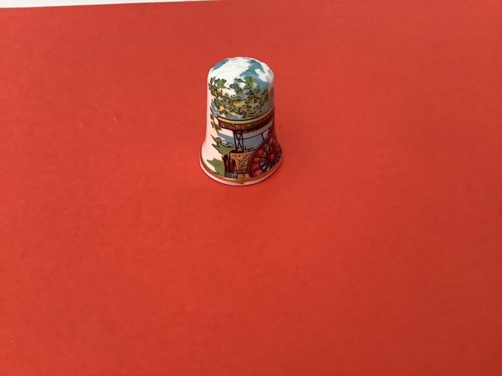 VINTAGE BONE CHINA THIMBLE - STEAM ENGINE