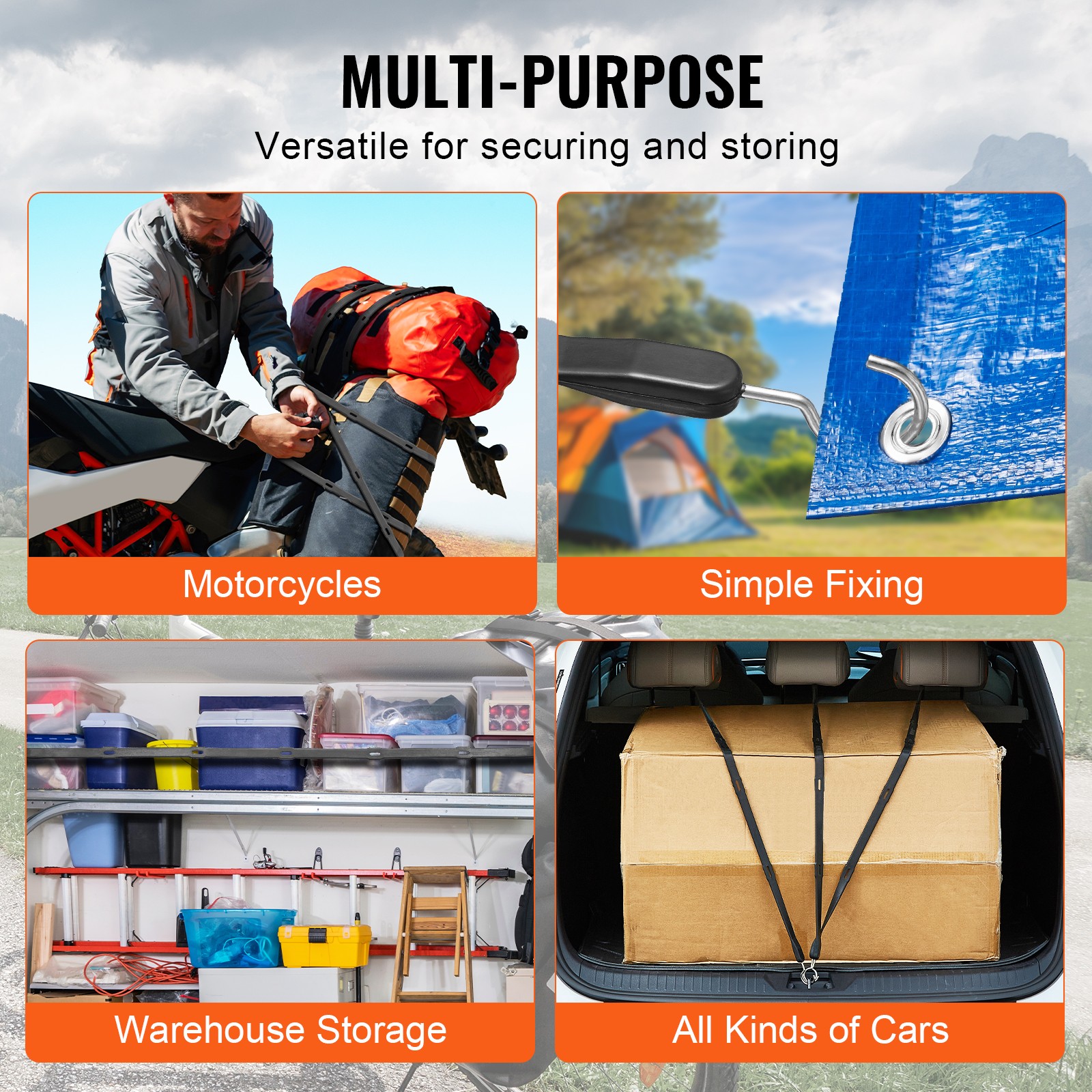 4 Pack 40" Bungee Straps Set Heavy Duty Rubber Bungee Cord w/Steel S-Hook