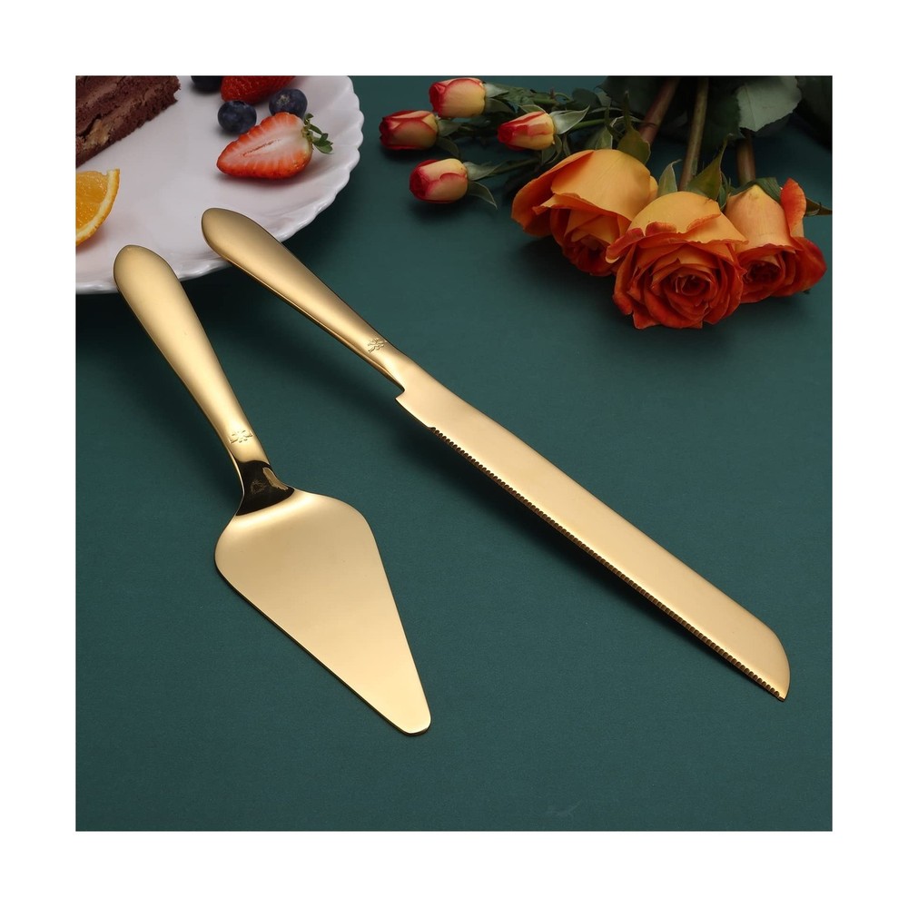 Cake Cutting Set for Wedding, Elegant Cake Knife and Server Set with Thickene...