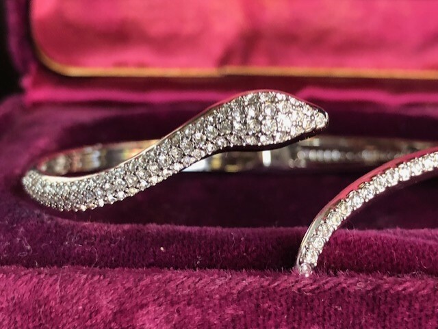 Rebecca Minkoff Pave Snake Hinge Bangle Bracelet