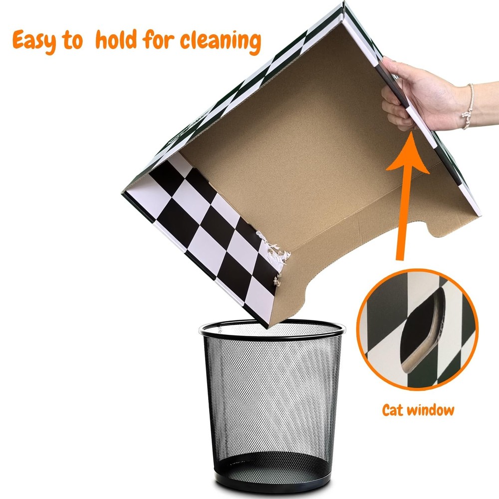 Extra-Large Cat Cardboard Scratcher with Box Bigger Space Hide Scratch Rest C...