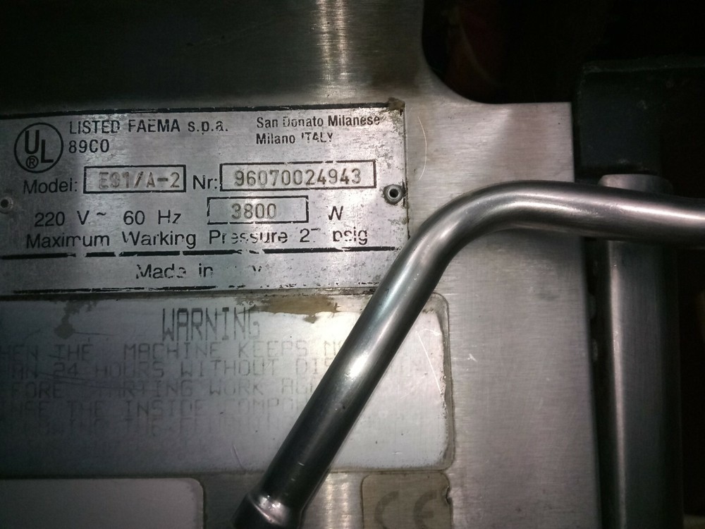 Faema 2 Group Mr.Espresso Used Electronic E91 / a-2 Commercial Espresso Machine