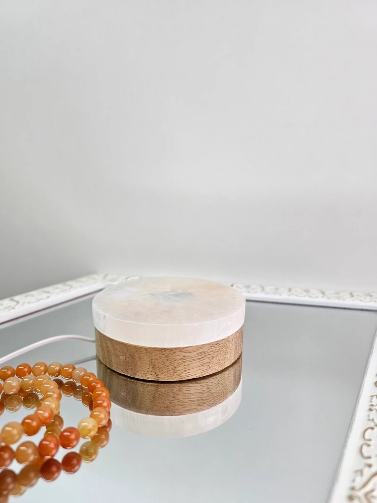 Handmade Selenite Lamp + LED Base