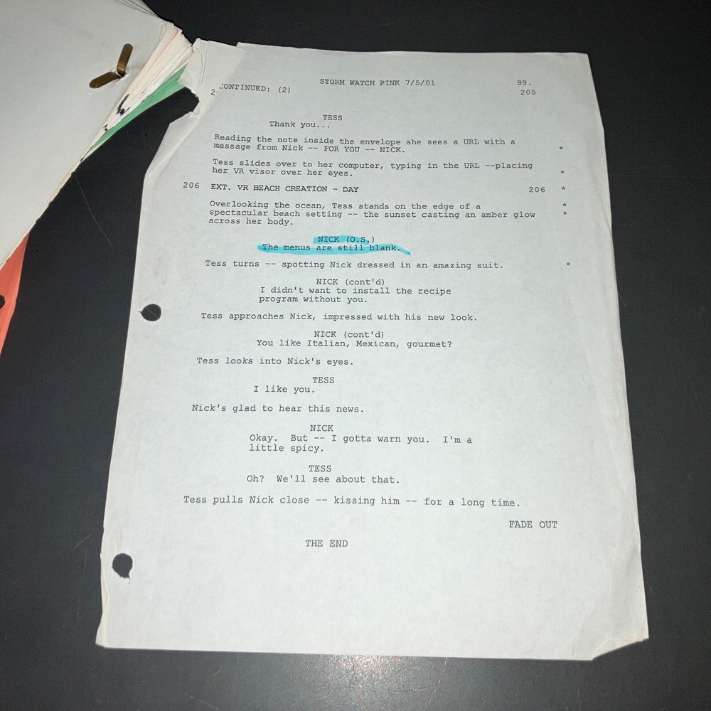 Storm Watch 2001 Movie Script Sci Fi Gamer Production Draft Notes COA